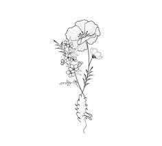 a line drawing of flowers on a white background