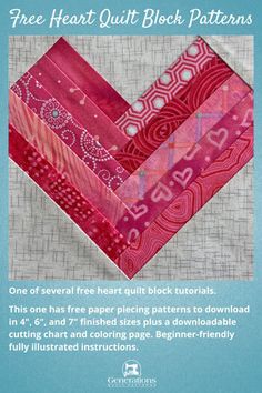 the heart quilt block pattern is featured in this article