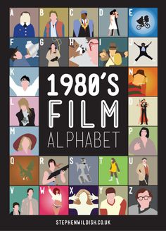 an advertisement for the film alphabet with many different people and letters on it, including one man