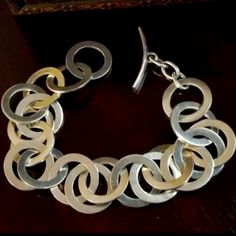 B1404 Interlocking Matte Sterling Silver Circles Bracelet. Nuts & Bolts, Nuts Bolts, Circle Bracelet, Silpada Jewelry, Womens Jewelry Bracelets, Link Bracelets, Nuts, Circles, Women Jewelry