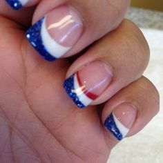 french nails red white and blue - Google Search