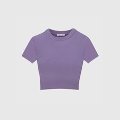 Classic Crop short t-shirt. Simple, minimalist style and comfortable stretch fabric. This is an ideal base for any closet. Great for hot days. Beautiful soft purple shade. All our shirts were made in Poland with attention to every detail and respect for the environment and workers. Locally produced cotton fabric. S/M : bust 36 cm, length 35 cm Fitted Purple Crew Neck T-shirt, Purple Stretch Crew Neck Top, Casual Purple Crew Neck Crop Top, Trendy Cropped Purple Tops, Trendy Purple Cropped Top, Fitted Purple T-shirt With Crew Neck, Purple Stretch Crop Top With Short Sleeves, Basic Purple Short Sleeve T-shirt, Trendy Solid Purple Top