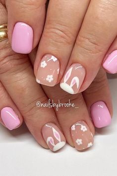 Hey nail lovers! 🌸 I don't know about you, but I feel like Spring is in the air! Heart Nail Designs, Bunny Nails, Easter Nail Designs, Easter Nail Art, Acrylic Nail Kit, Spring Nail Art, Pink Acrylic Nails, Stick On Nails