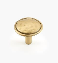 an antique brass cabinet knob on a white background