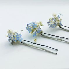 Flower Prom Hair, Flower Hair Pins Wedding, Wedding Hair Pin, Hair Pins Wedding, Never Getting Married, Bridal Braids, Flower Hair Pins, Floral Hair Pins, Forget Me Not Flower