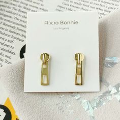 Brand New Alicia Bonnie The Zip Earrings Come With Dust Bag Brand New In Perfect Condition New With Tag 0.87" L X 0.28" W 3.8g Zip Earrings, Bonnie Gold, Bonnie Jewelry, Ar Accessories, Wallet Shop, Walker Boots, Blush Makeup, Bag Brand, Garment Bags