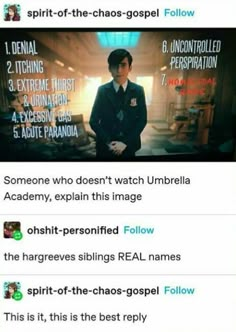 an image of someone who doesn't watch umbrella academy explain this image on twitter