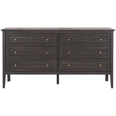 an image of a grey dresser with gold handles