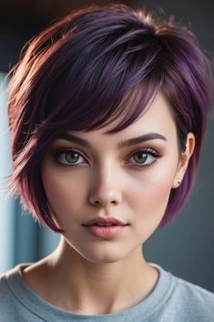 From Pixie to Bob: Short Hairstyles That Perfectly Suit Round Faces 9 From Pixie to Bob: Short Hairstyles That Perfectly Suit Round Faces Hair Cut Ideas, Fall Hair Cuts, Hair Color Purple