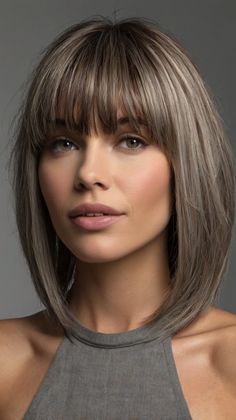 Glamorous medium length gray Ideas for Blunt Cut with Soft Side Bangs 👑 Gray Hairstyles With Bangs, Bangs Medium Length, Medium Length Hairdos, Gray Hairstyles, Silver Grey Hair, Copper Hair Color, Shag Hairstyles, Shag Haircut, Side Bangs