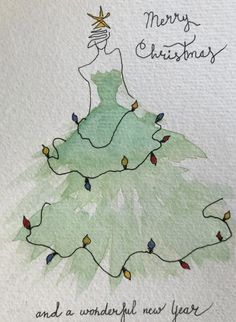 a christmas card with a drawing of a dress on it