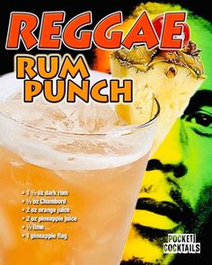 the cover of reggae rum punch, with an image of a man's face in the background