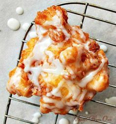 a close up of a pastry on a cooling rack