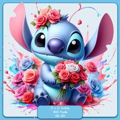 an image of a cartoon character with flowers on it's head and holding roses