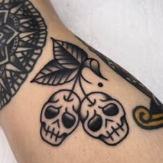 a tattoo with two skulls on it