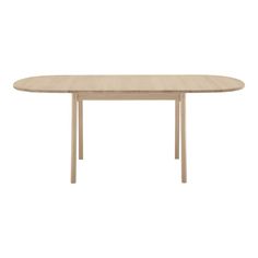 an oval wooden table with two legs and a white top, on a white background