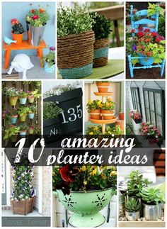 many different types of planters with the words amazing planter ideas on them in black and