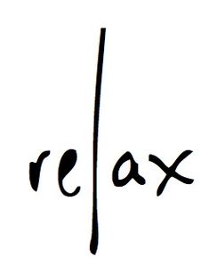 the word relax written in black ink