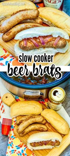 slow cooker beer brats are the perfect way to make your own hot dog buns