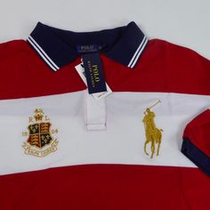 Polo Ralph Lauren Rugby Shirt Colorblocked Design Multi Stripe Pattern Crested Patch W Lion Ribbed Collar, Short Sleeve Shirt Mesh Fabric Big Pony Embroidery 2 Button Placket Uneven, Vented Hem Approx Chest Across Front: 30” Length From Top Of Collar In Back To Bottom: 38” Brand New With Tags Pricing Is Fair And Quite Firm For A High End Item . Please Let Us Know If You Have Any Questions. Pony Embroidery, Ralph Lauren Rugby Shirt, Ralph Lauren Rugby, Drip Outfit Men, Polo Ralph Lauren Shorts, Street Style Outfits Men, Ralph Lauren Logo, Ralph Lauren Long Sleeve, Ralph Lauren Polo Shirts