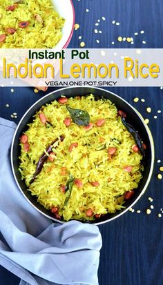 Easy Indian lemon rice, made in the instant pot Tumeric Rice Recipe Instant Pot, Instant Pot Turmeric Rice, Instant Pot Indian Rice, Lemon Rice Indian Recipe, Instant Pot Indian Recipes, Perfect Jasmine Rice Instant Pot, Greek Lemon Rice Soup, Greek Lemon Soup, Lemon Chicken Rice