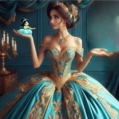 Arabian Nights Party, Ballgown Dress, Fairytale Gown, Disney Princess Jasmine, Pretty Quinceanera Dresses, Rustic Bathroom Designs, Gown Ideas, Character Fashion