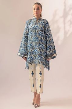 Printed Cord Set Outfit Women Pakistani, Printed Coord Sets Pakistani, Pakistani Kurti Designs, Eid Tunic Sets With Printed Motifs, Embellished Semi-stitched Lawn Suit For Eid, Elegant Semi-stitched Printed Lawn Suit, Gharara Designs, Desi Dress, Fancy Suit