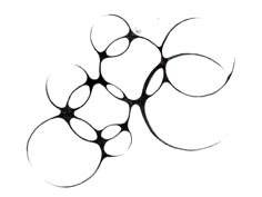 an abstract black and white drawing of circles