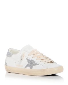 Golden Goose Women's Super-Star Swarovski Crystal Low Top Sneakers Goose Sneakers, Silver Sneakers, Golden Goose Sneakers, Golden Goose Deluxe Brand, Silver Tops, Star Sneakers, Super Star, Low Top Sneakers, Sneaker Brands