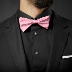 * Elegant pink tone
 * Easy to tie yourself!
 * Adjustable, fits anyone Rose Gold Quince, Homecoming Outfits For Guys, All Black Suit, Homecoming Outfit, Groomsmen Bowtie, Pink Bow Tie, Black Tux, Tie Design, Got To Be