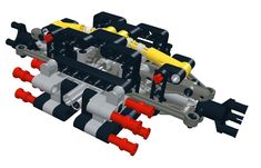 an image of a lego machine that looks like it has four gears and two wheels