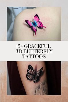 3d Butterfly Tattoo, Mark Tattoo, Time Tattoos, 3d Butterflies, 3d Artwork