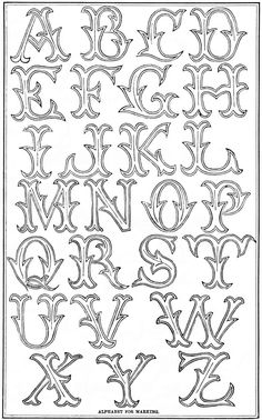 an old english alphabet with letters and numbers