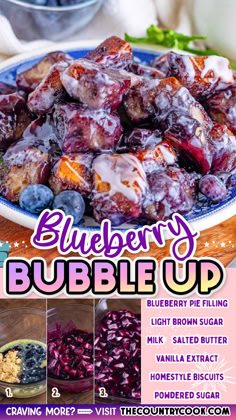 the blueberry bubble up recipe is shown