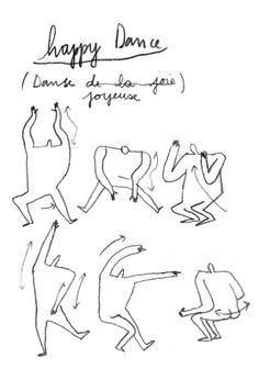 a drawing of people dancing together with the words happy dance