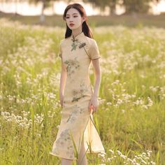 Chinese Traditional Dress Yellow Cheongsam Modern Flower Print Oriental Qipao | eBay Chinese Cheongsam Dress, Cheongsam Modern, Chinese Traditional Dress, Chinese Cheongsam, Cheongsam Dress, Chinese Traditional, Short Sleeve Mini Dress, Chinese Dress, Traditional Chinese