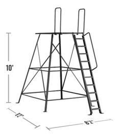 a drawing of a ladder with measurements for the top and bottom section, as well as an additional stepladder