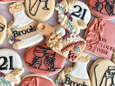 decorated cookies with names and numbers on them