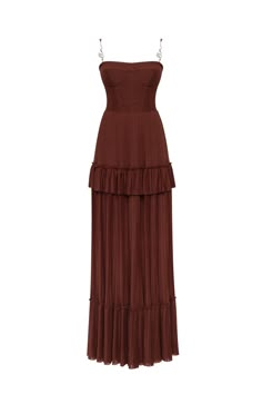 Chocolate spaghetti strap pleated maxi dress, Garden of Eden ➤➤ Milla Dresses - USA, Worldwide delivery Brown Pleated Evening Dress, Strapless Pleated Maxi Dress For Gala, Pleated Brown Maxi Dress For Party, Chic Pleated Brown Maxi Dress, Chic Brown Pleated Maxi Dress, Prom Maxi Dress With Pleated Fitted Bodice, Brown Spaghetti Strap Evening Dress, Cocktail Maxi Dress With Pleated Fitted Bodice, Cocktail Maxi Dress With Pleated Details And Fitted Bodice