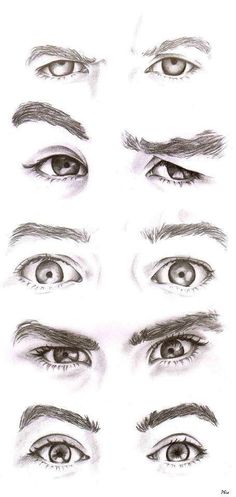 the different types of eyes are shown in this drawing