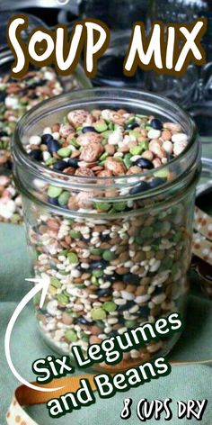 a jar filled with lots of different types of beans