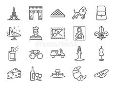 travel icons set in thin line style