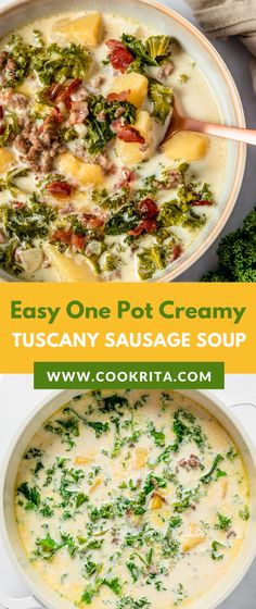 Creamy Tuscan Sausage Potato Soup Creamy Italian Sausage Soup, Ground Sausage Recipes, Sausage Potato Soup, Sausage Soup Recipes, Zuppa Toscana Soup, Tuscan Soup, Toscana Soup, Tuscany Style, Italian Sausage Soup