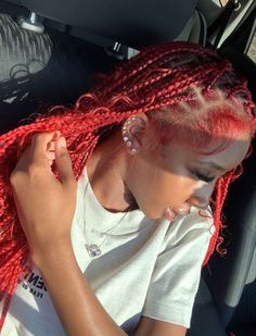 Summer Hair Styles Black Women 2023, Dyed Hair Hairstyles, Red Natural Hair, Red Hair Hairstyles, Red Braids, Red Hairstyles, 2023 Hair