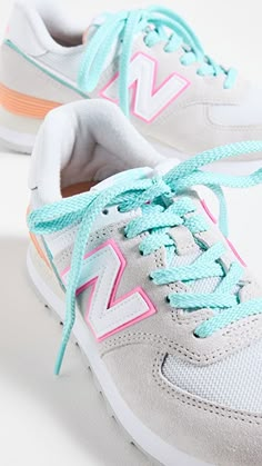 New Balance 574 Colorful, Preppy Tennis Shoes, Cute New Balance Shoes, Preppy Sneakers, Nb Sneakers, New Balances, Weekend Looks