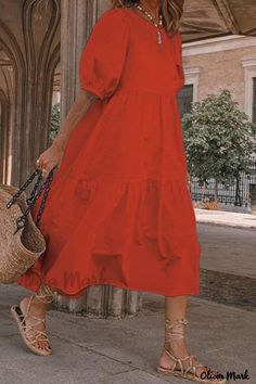 Color: Red, Size: 3XL Bohemian Beach Dress, Robes Glamour, Vogue Vintage, Casual Sundress, Shift Dresses, Linen Casual, Vestidos Vintage, Moda Vintage, Lace Fashion