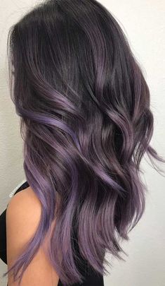 Hair Color Ideas For Brunettes Balayage, Lavender Hair Colors, Brunette Ombre, Dark Purple Hair, Black Hair Balayage, Brunette Balayage, Lilac Hair, Lavender Hair