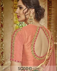 Designer Blouse Ideas, Brocade Blouse Designs, Blouse Back Neck Design, Back Neck Design, Blouse Designs Pattern, Designs Blouse