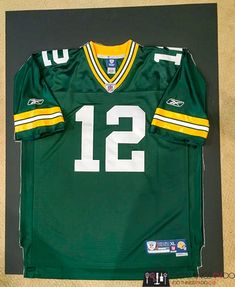 the green bay packers jersey is on display