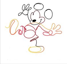 a drawing of mickey mouse with the word love on it